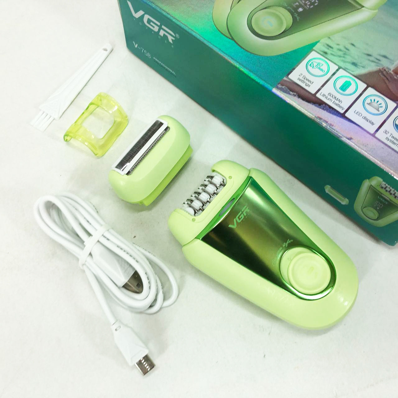 Эпилятор VGR 2 в 1 V-758. Цвет: зеленый