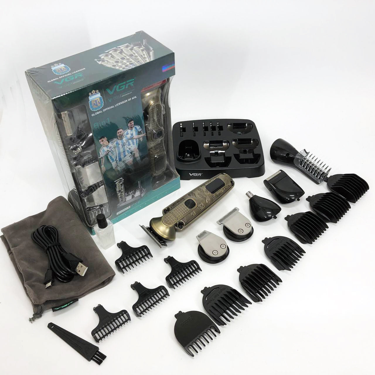 Набор для стрижки VGR 6 в 1 V-095, 16 насадок,  Многофункциональная аккумуляторная машинка для стрижки