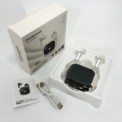 Беспроводные вакуумные наушники TWS с LED дисплеем, влагозащита IPx4 Bluetooth 5.4 с кейсом. Цвет: белый