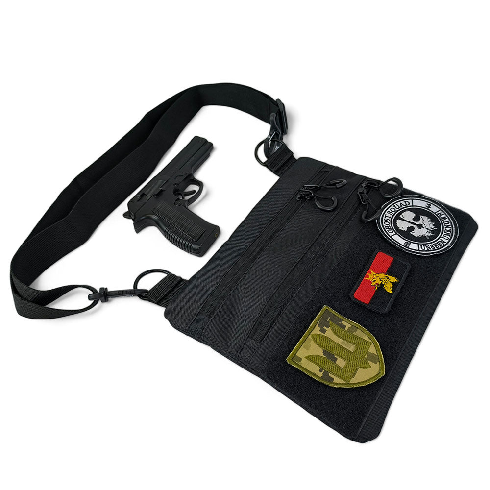 Черная сумка тактическая нагрудная, Сумка через плечо военная, Мужская сумка-слинг тактическая