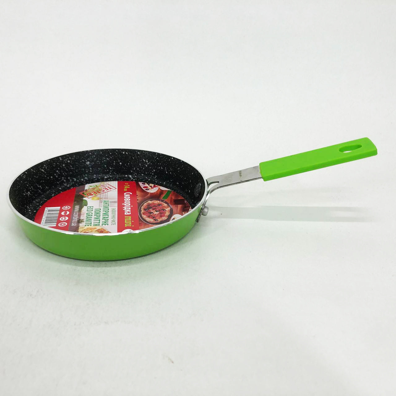 Сковорода Con Brio CB-1414, 14см, Мини, Eco Granite, сковорода удобная на кухню. Цвет: зеленый