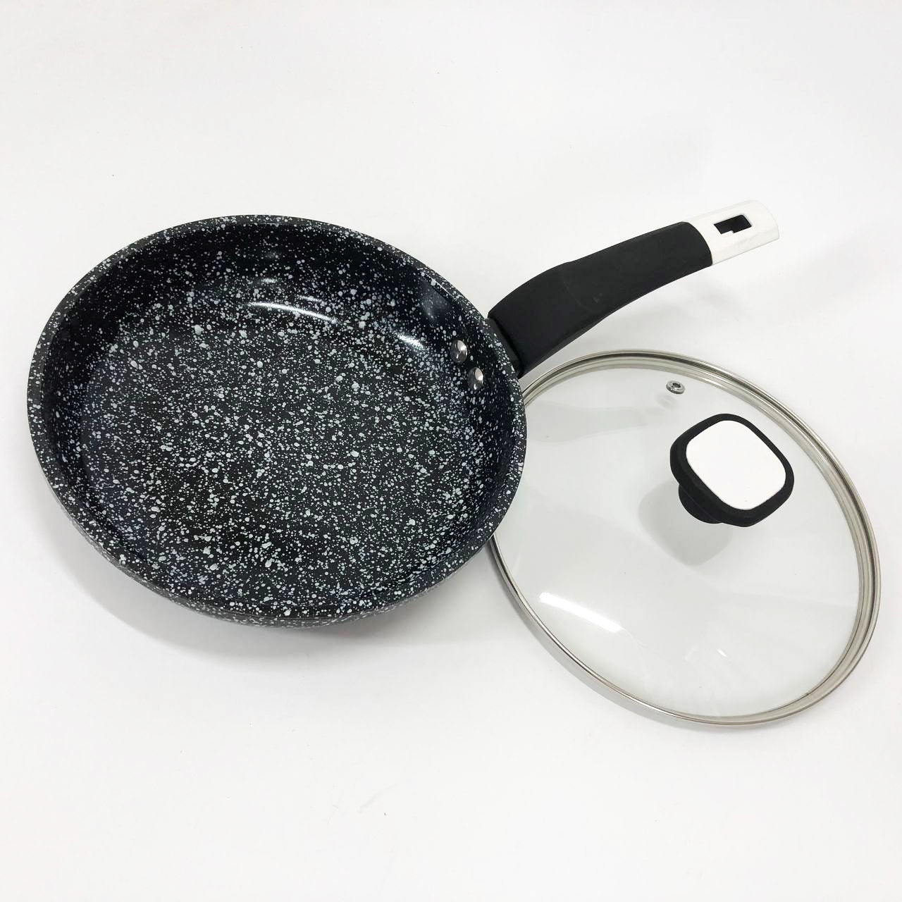 Сковорода с крышкой 20 см светлый гранит UNIQUE UN-5113 | Антипригарная сковорода | Гранитная сковорода