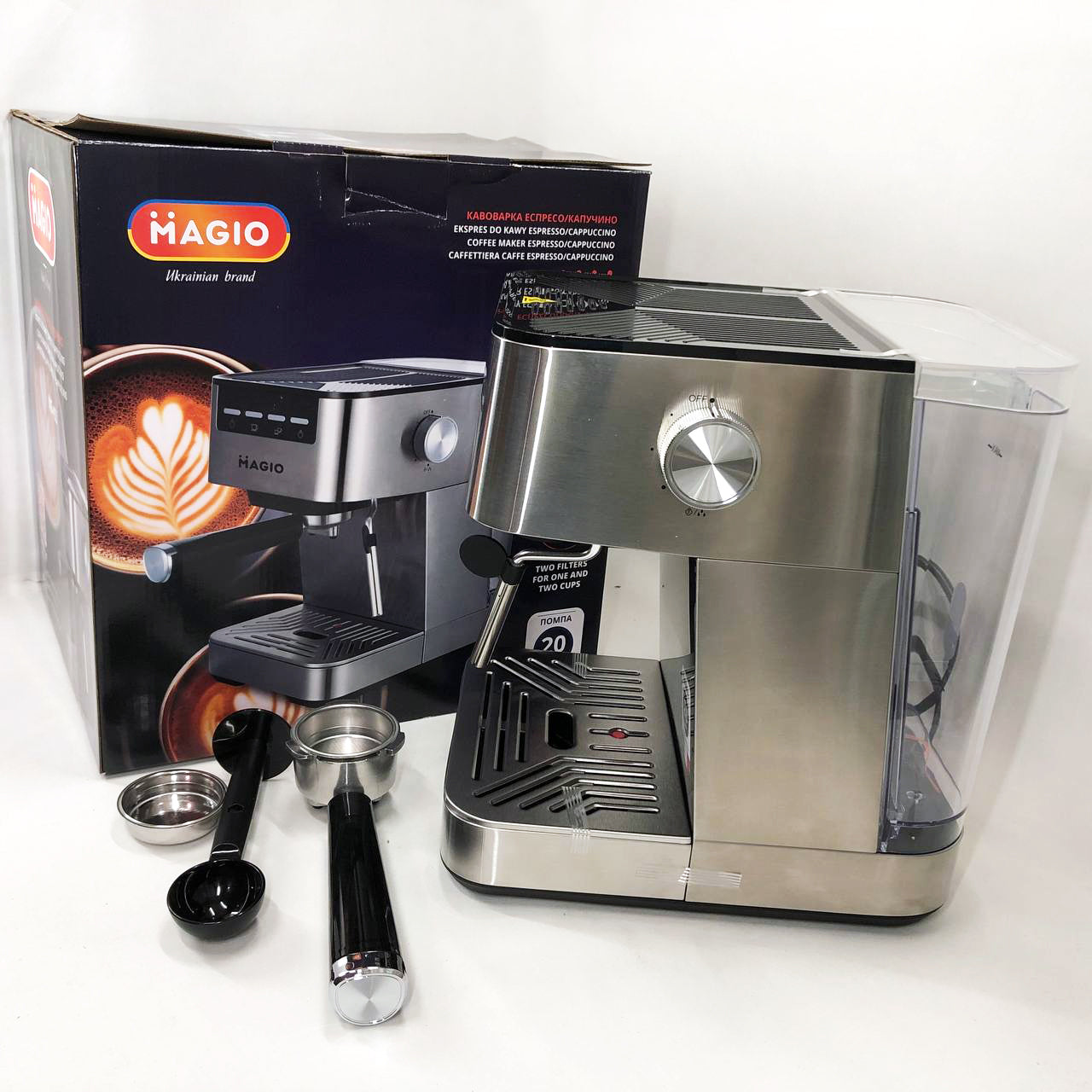 Кофеварка рожковая MAGIO MG-453 960 Вт, кофеварка с возможностью приготовления эспрессо, кофемашина латте