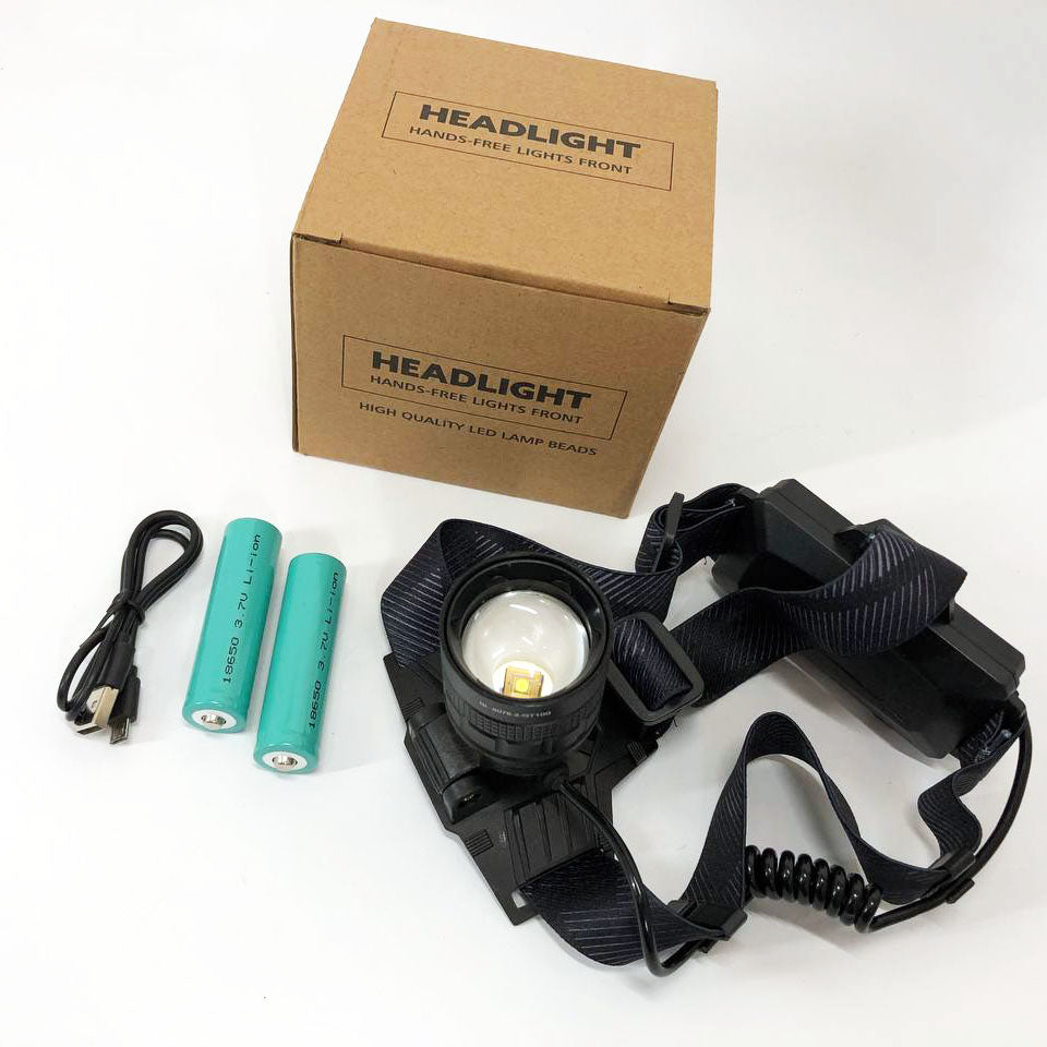 Яркий налобный фонарь Bailong BL-8076-2-GT100, Фонарь аккумуляторный для рыбалки, Фонарь на голову