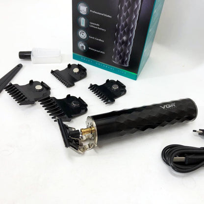 Машинка для стрижки с триммером VGR V-170 для волос, усов и бороды, беспроводная со сменными насадками