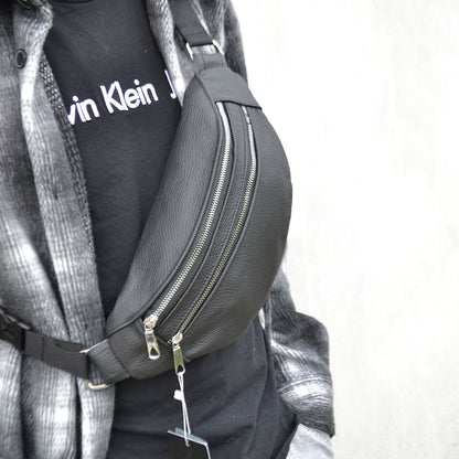 Качественная бананка из натуральной кожи, сумка мужская - женская кожаная барсетка.