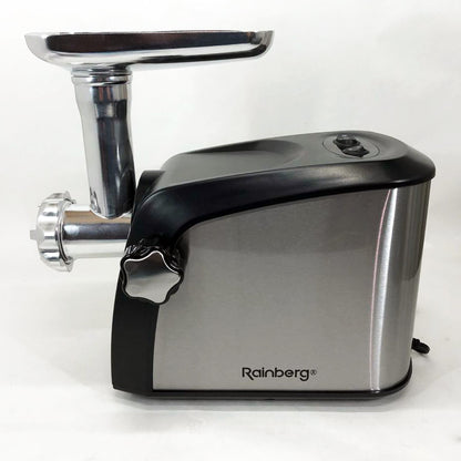 Электрическая мясорубка Rainberg RB-673 с соковыжималкой и шинковкой 9 насадок 3000W с реверсом