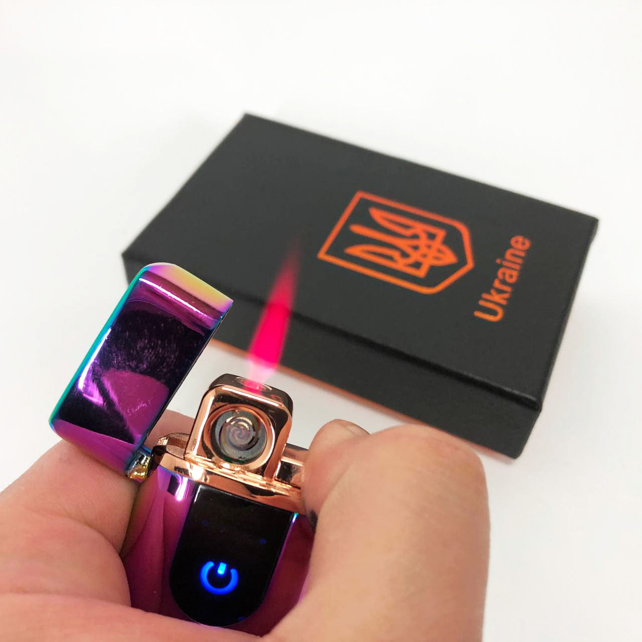 Электрическая и газовая зажигалка Украина, аккумуляторная зажигалка спиральная HL-431. Цвет: хамелеон