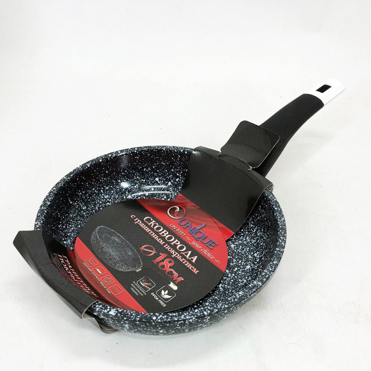 Сковорода с антипригарным покрытием Unique UN-5101 18 см гранит, Сковорода для приготовления на плите