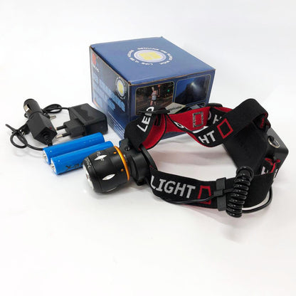 Фонарь налобный светодиодный водонепроницаемый с 2 аккумуляторами Bailong BL-T06B-P90, головной фонарик