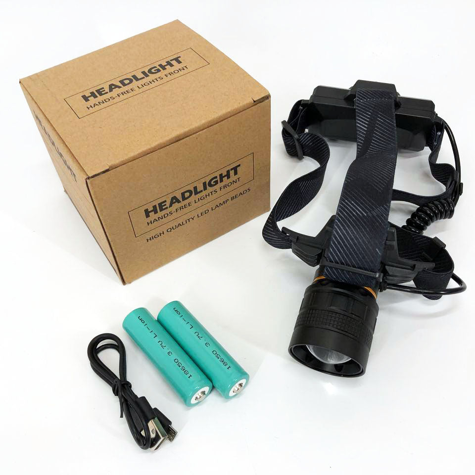 Яркий налобный фонарь Bailong BL-8076-2-GT100, Фонарь аккумуляторный для рыбалки, Фонарь на голову