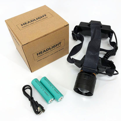 Яркий налобный фонарь Bailong BL-8076-2-GT100, Фонарь аккумуляторный для рыбалки, Фонарь на голову