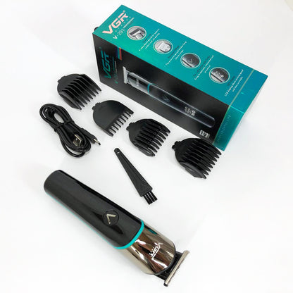Профессиональная машинка для стрижки волос триммер VGR V-291 с насадками, электробритва. Цвет: зеленый