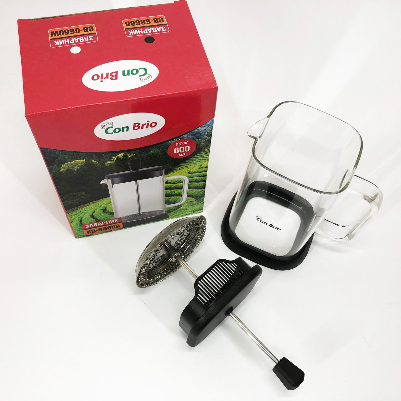 Френч-пресс Con Brio 600 мл CB-6660B, Френч-пресс для крепкого кофе, Многоразовый френч-пресс