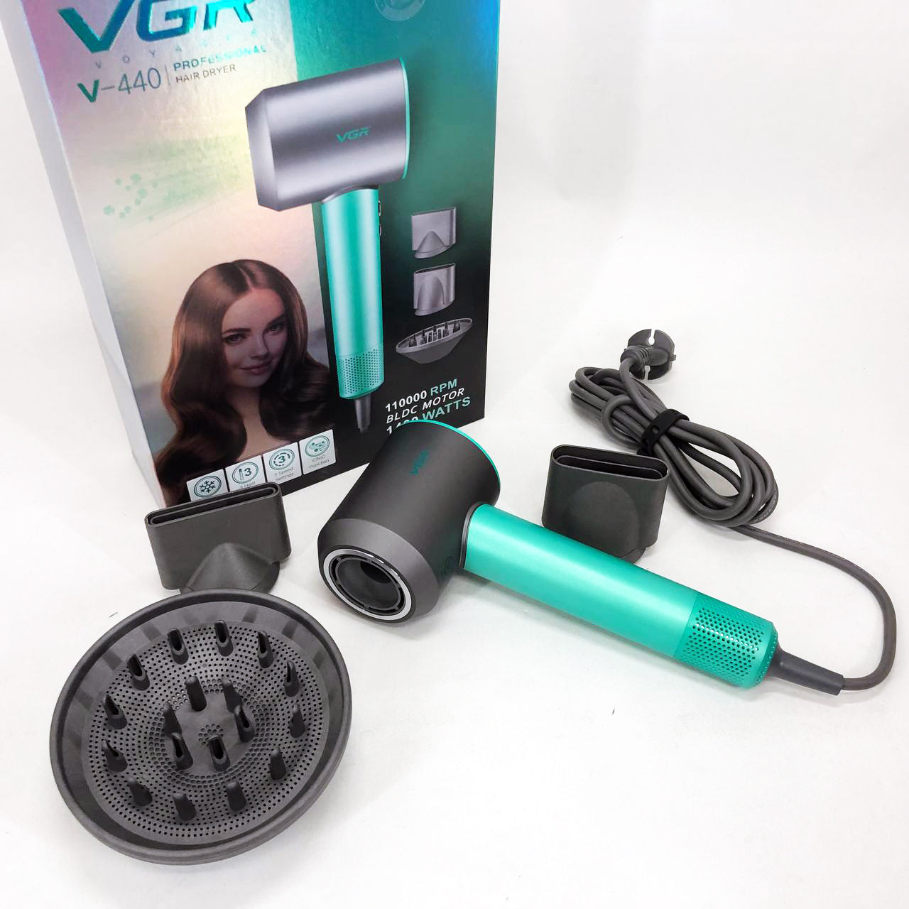 Фен професійний VGR V-440. Цвет: зеленый