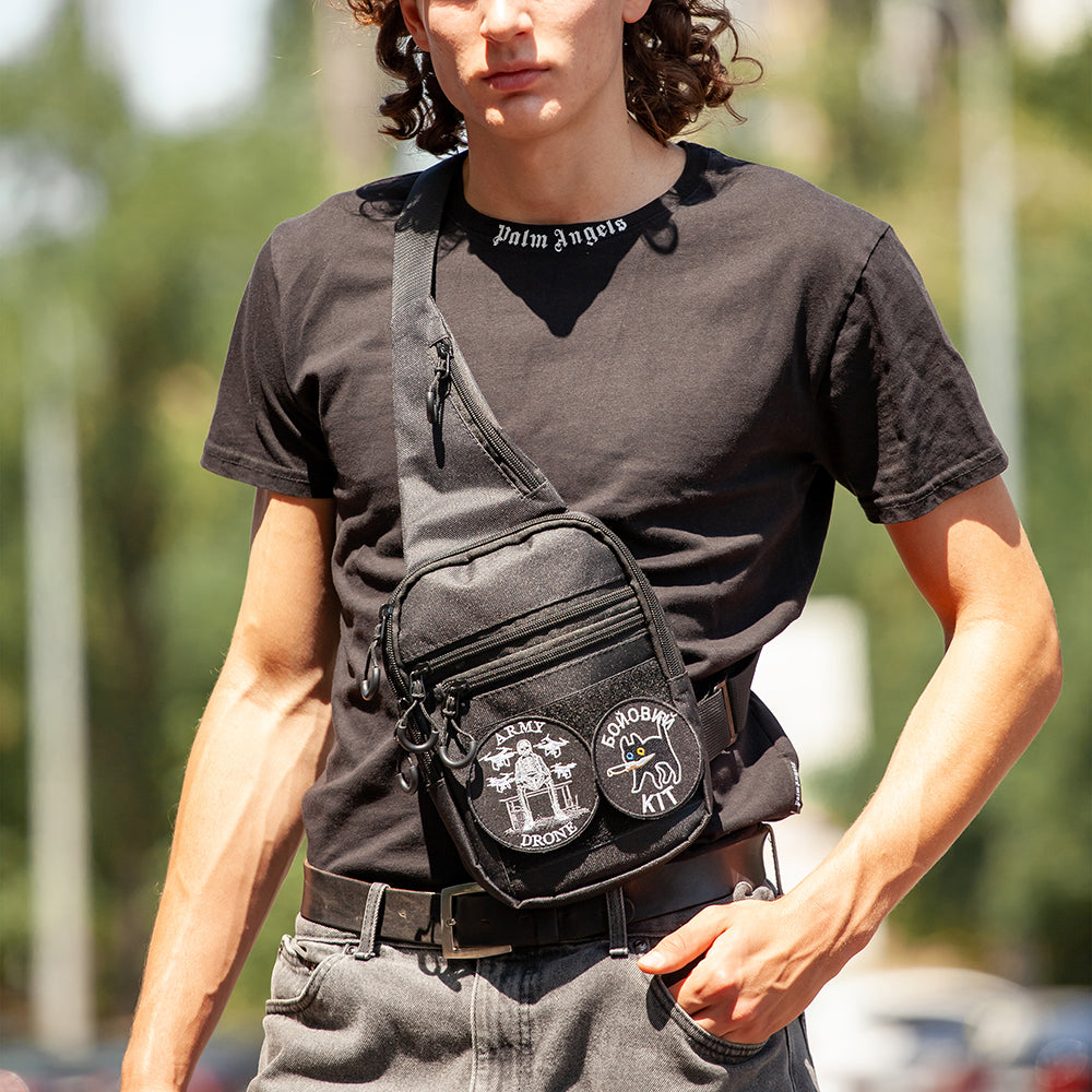 Тактична чоловіча сумка з кобурою Cordura 1000D – 6 кишень, чорна