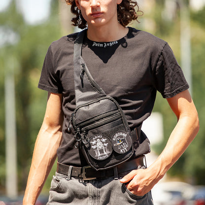 Тактична чоловіча сумка з кобурою Cordura 1000D – 6 кишень, чорна