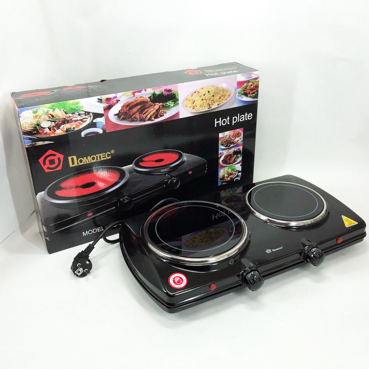 Электрическая настольная плита Domotec MS-5852 2 конфорки стеклокерамическая 1200 Вт