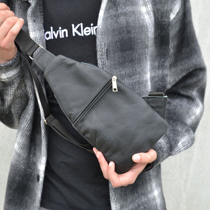 Сумка из натуральной кожи, слинг мужской черный, барсетка, кросс боди, Практичная сумка-мессенджер