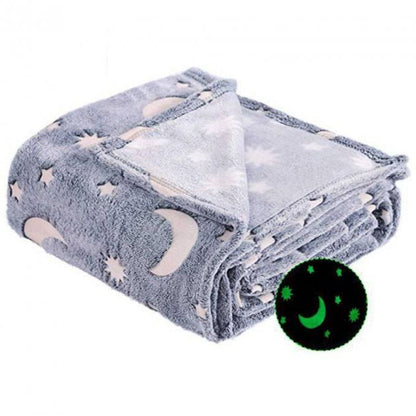 Светящийся в темноте плед плюшевое покрывало Blanket kids Magic Star 150х100 см флисовое одеяло. Цвет: серый