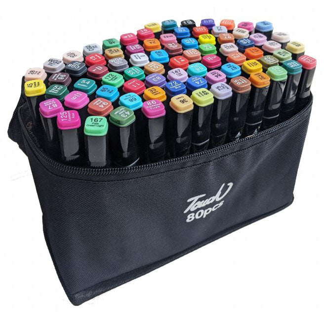 Двусторонние маркеры touch, двусторонние маркеры 80 шт, Професиональные маркеры для графики и живописи