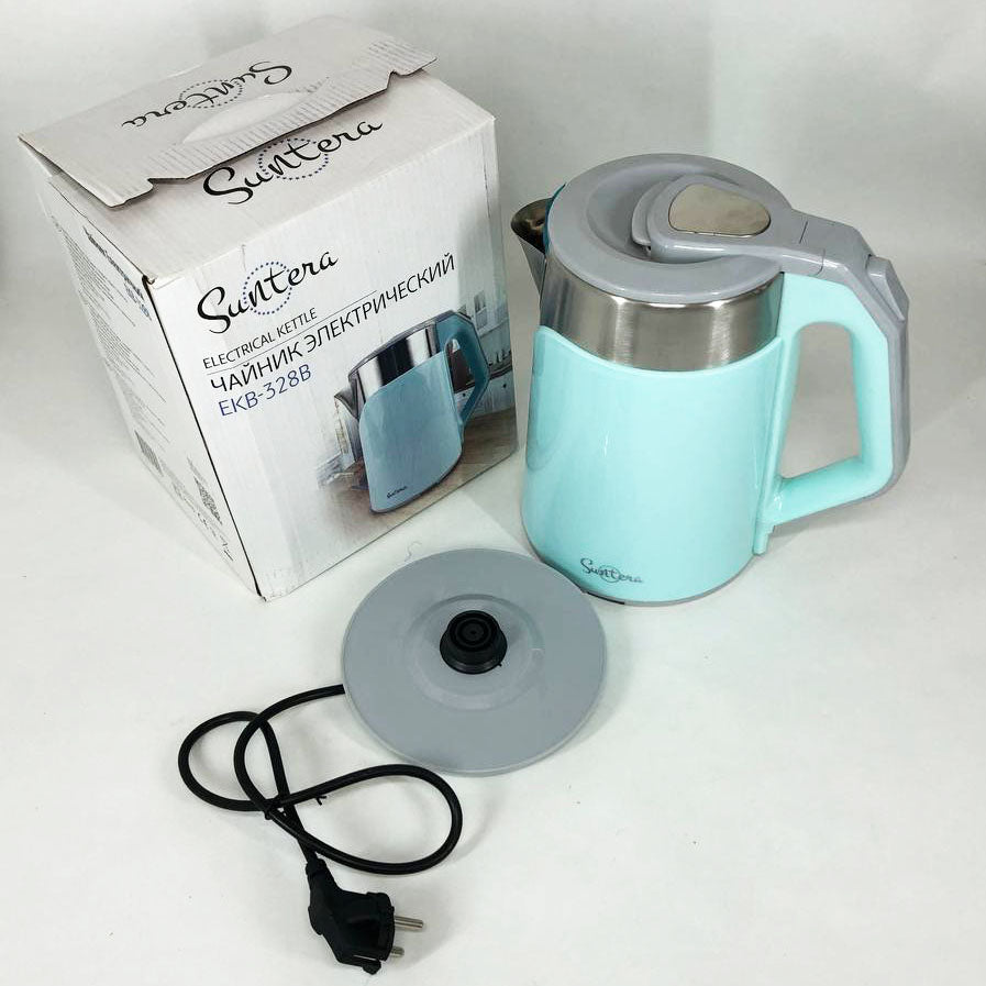 Электрочайник Suntera EKB-328B 2 Л, стильный электрический чайник, бесшумный чайник, электронный чайник