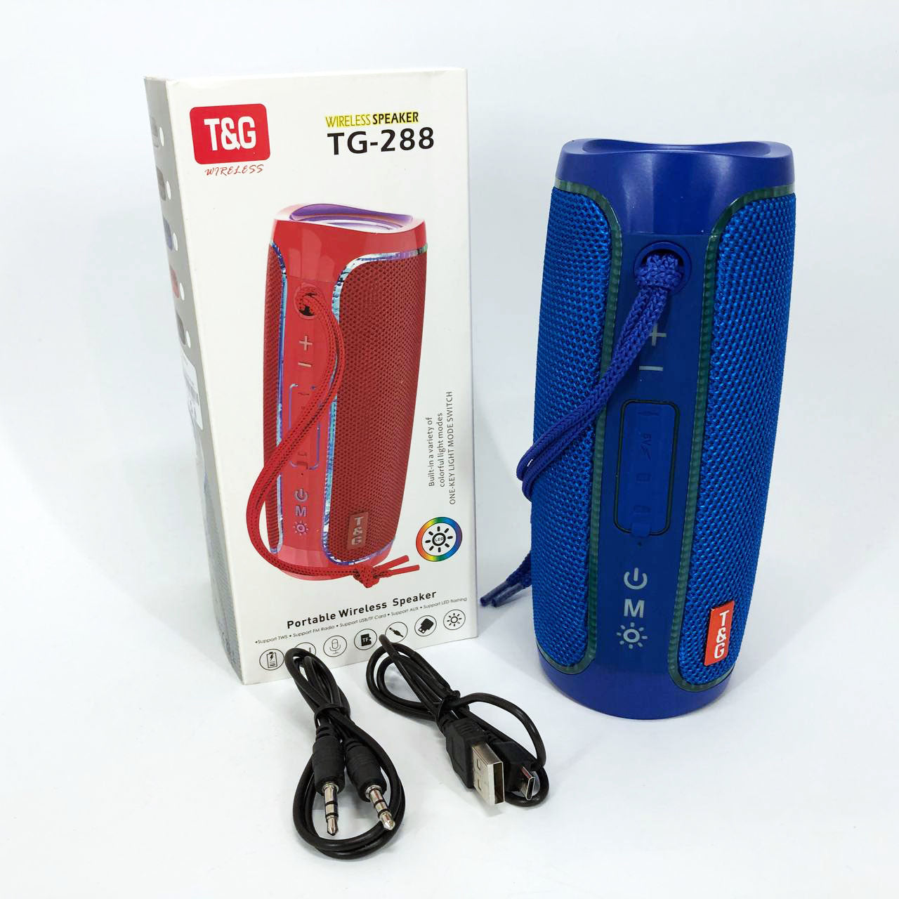 Портативная Bluetooth колонка с LED подсветкой TG288 беспроводная колонка портативная мощная. Цвет: синий