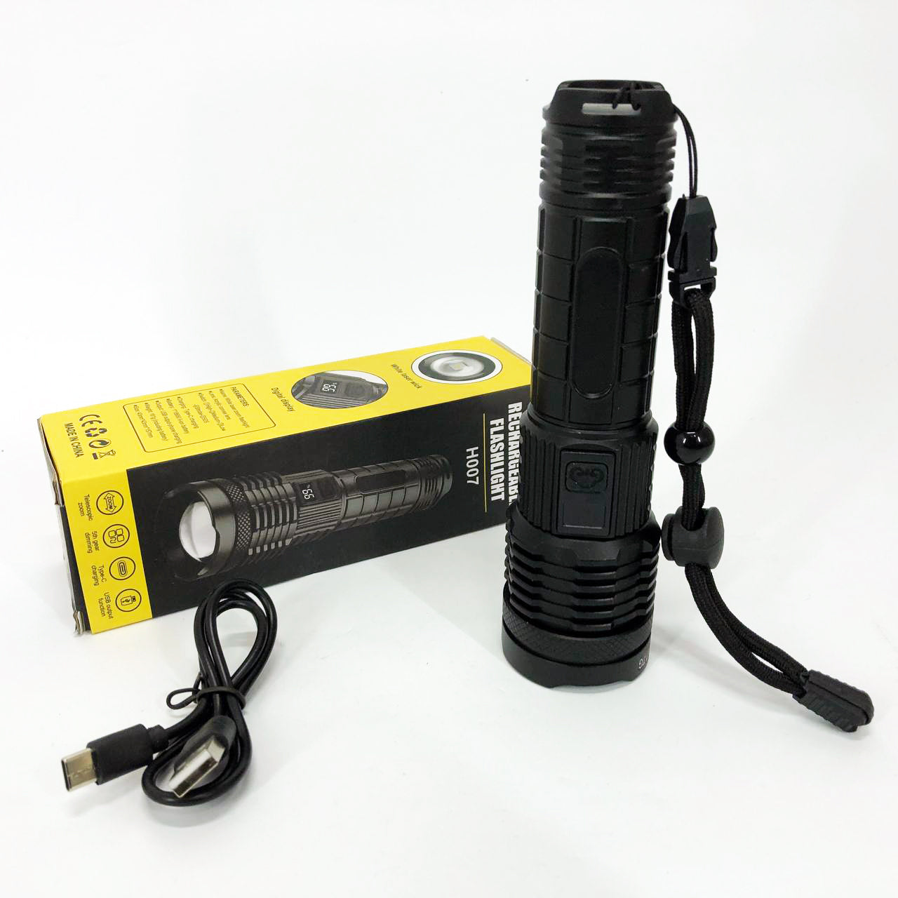 Фонарик PLD-H007 White Laser LED PM10-TG с встроенным аккумулятором PowerBank, Фонарик тактический ручной