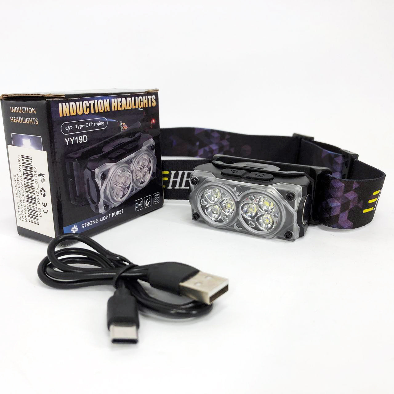 Фонарь налобный YY-19D-6SMD Li-Ion, Светодиодный фонарь на лоб, Фонарик на голову с зарядкой