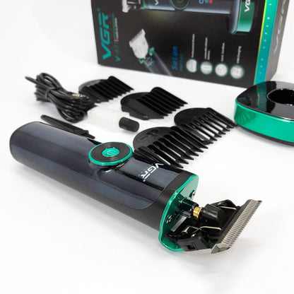 Универсальная машинка триммер для стрижки волос VGR V-671 аккумуляторный с набором насадок и LED дисплеем