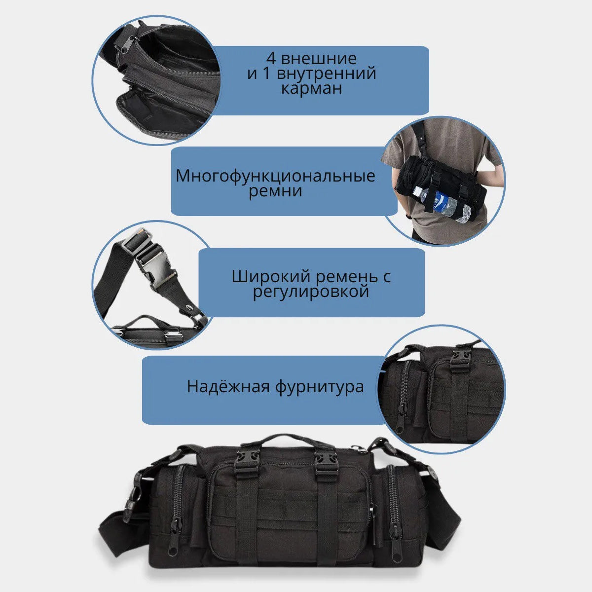 Универсальная тактическая сумка – подсумок поясная нагрудная на MOLLE сумка с ремнем на плечо 5 л