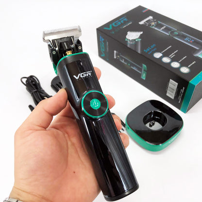 Универсальная машинка триммер для стрижки волос VGR V-671 аккумуляторный с набором насадок и LED дисплеем