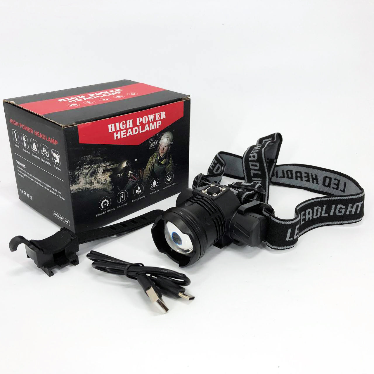 Фонарь налобный PLD-5835-P50 с велокреплением, фонарь аккумуляторный для рыбалки, водонепроницаемый