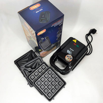 Мультимейкер (бутербродница-вафельница-гриль) Magio MG-363, Бутербродница 4в1, Сендвичница, Мультимейкер