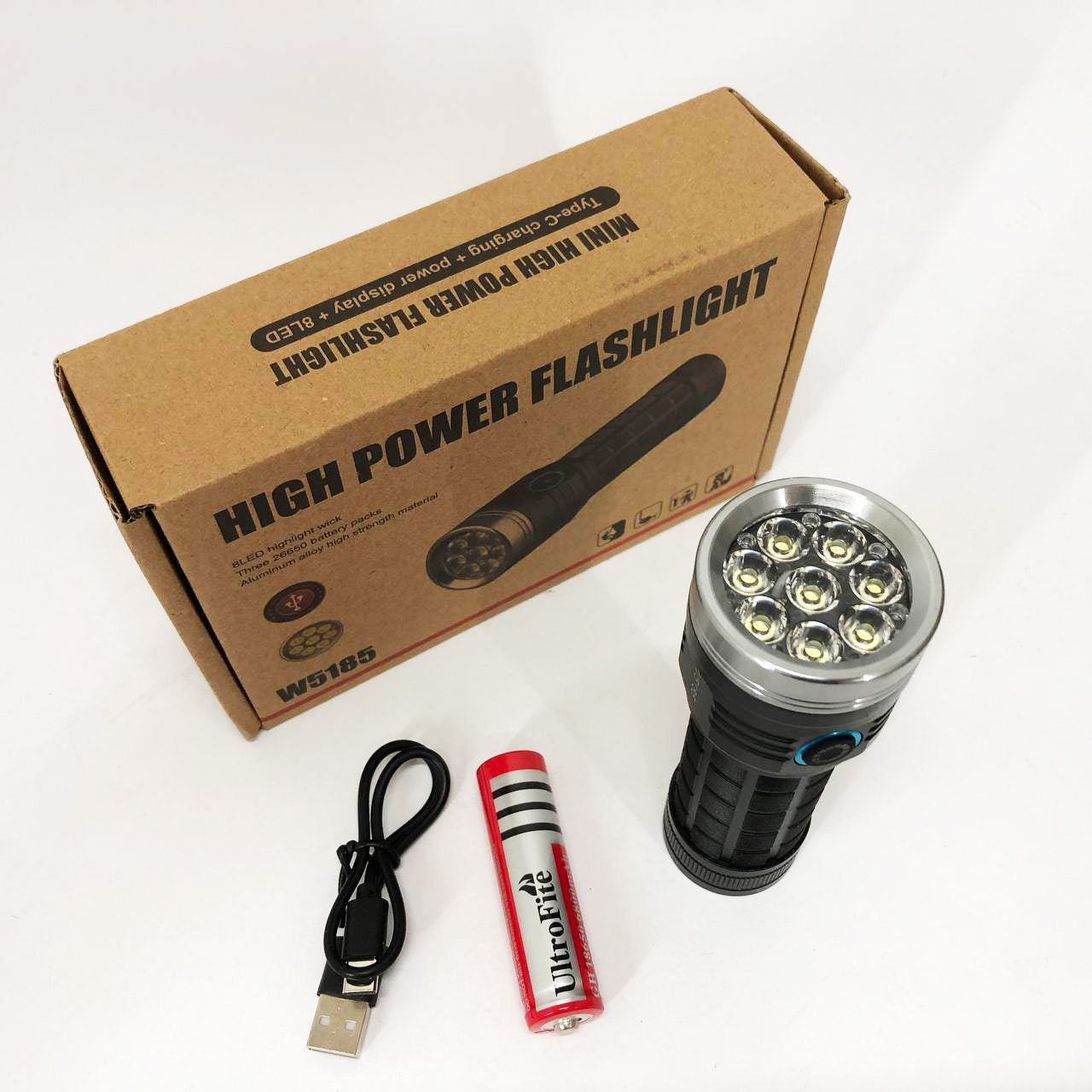 Фонарик компактный PLD W5185-8XHP360, Высококачественный фонарик, Долговечный светодиодный фонарь