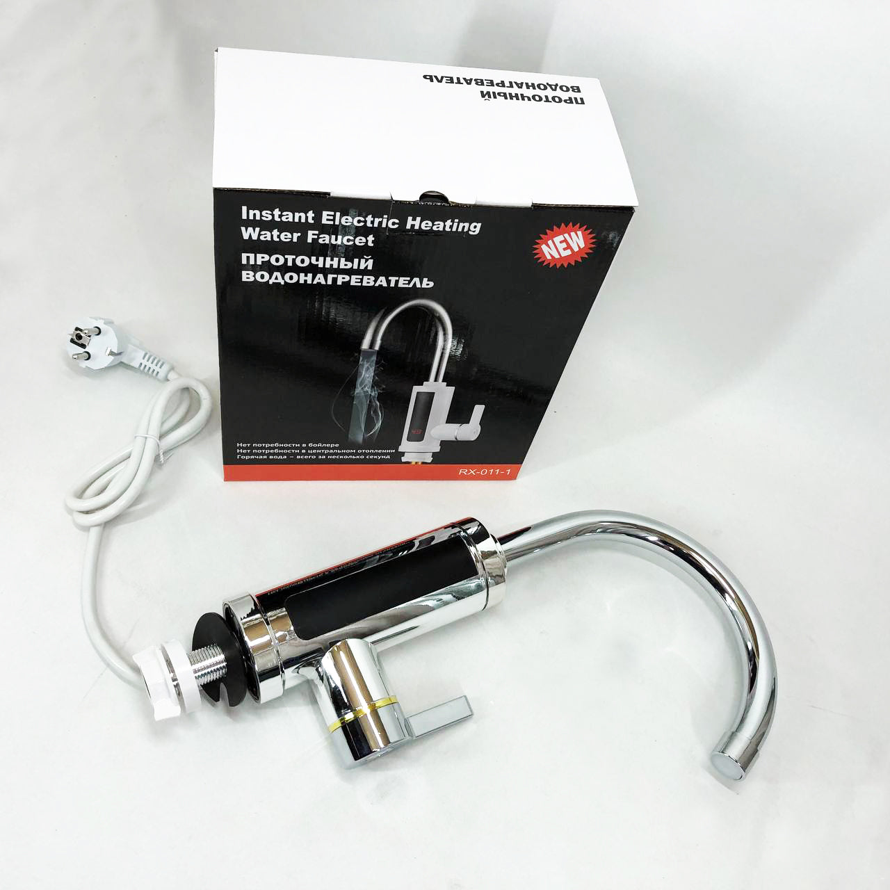 Водонагреватель проточный Delimano RX-0111c LCD дисплеем 3 кВт Кран электрический нижнее подключение