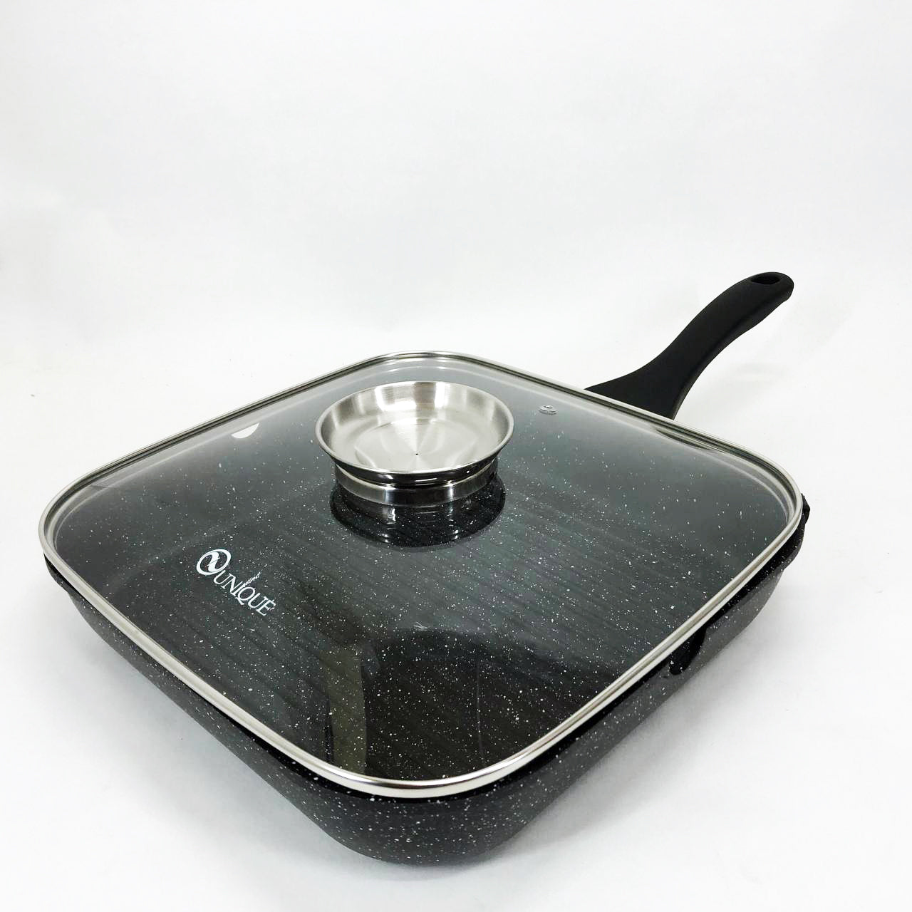 Сковорода гриль UNIQUE UN-4012 стильная 24см, Надежная сковорода с антипригарным покрытием