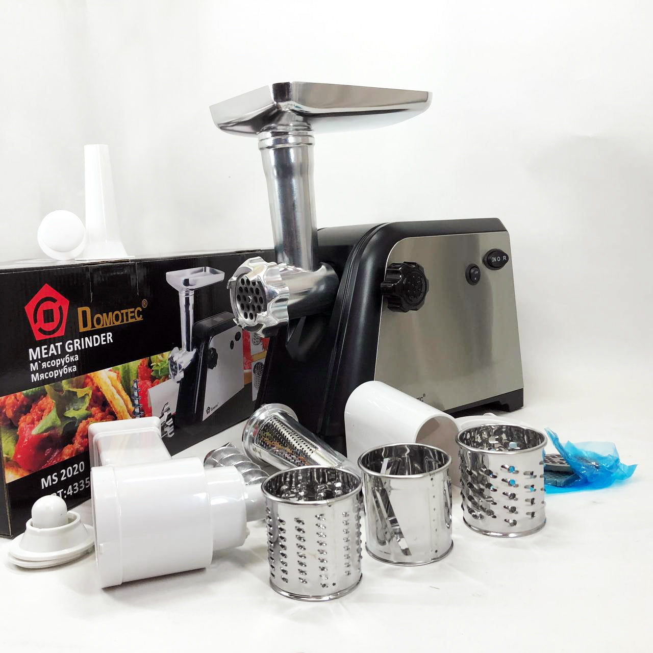 Электрическая мясорубка Domotec MS-2020 с насадкой для томатов и терками 2600 W