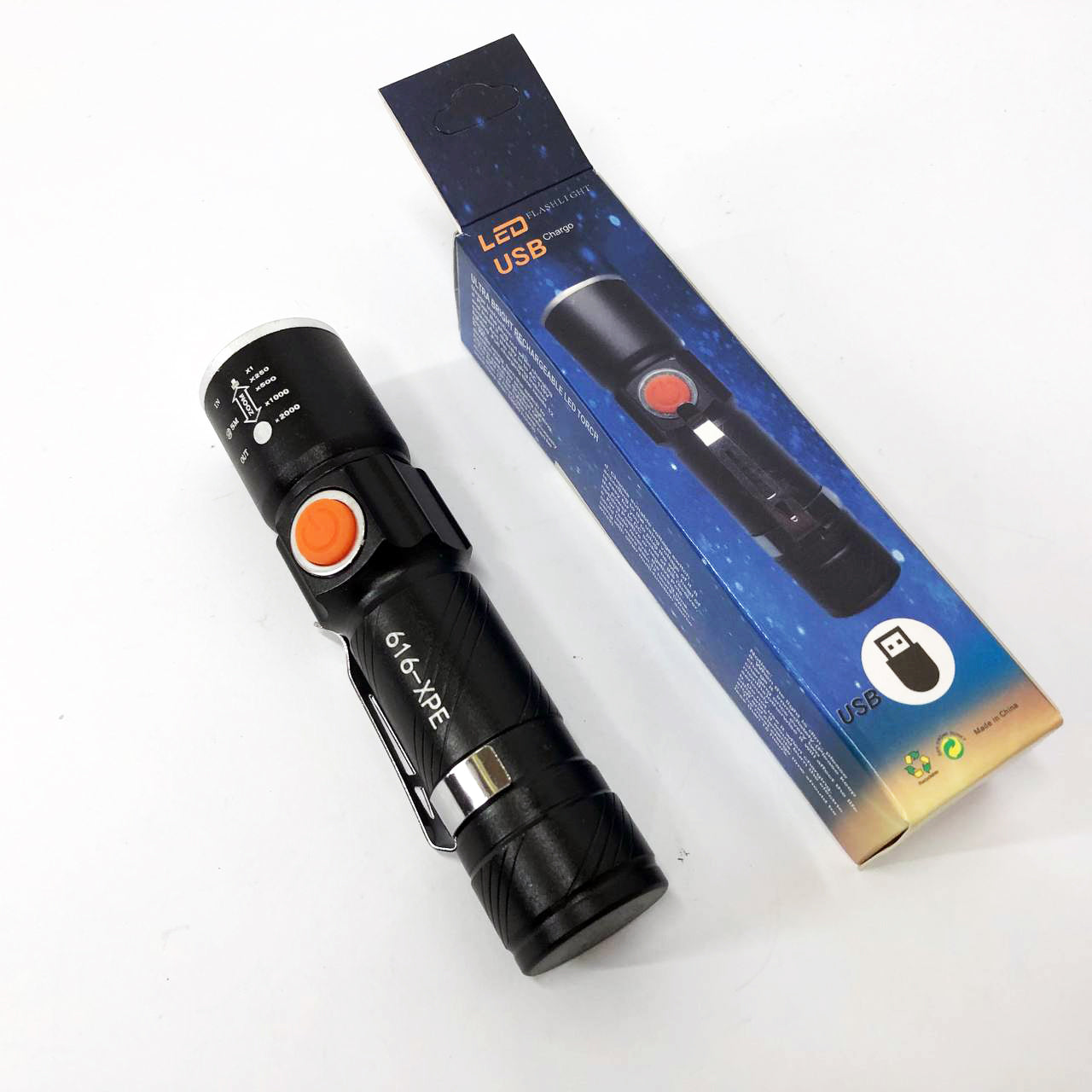 Карманный фонарик Police 616-XPE, Портативный светодиодный фонарь с зарядкой, Алюминеевый фонарь