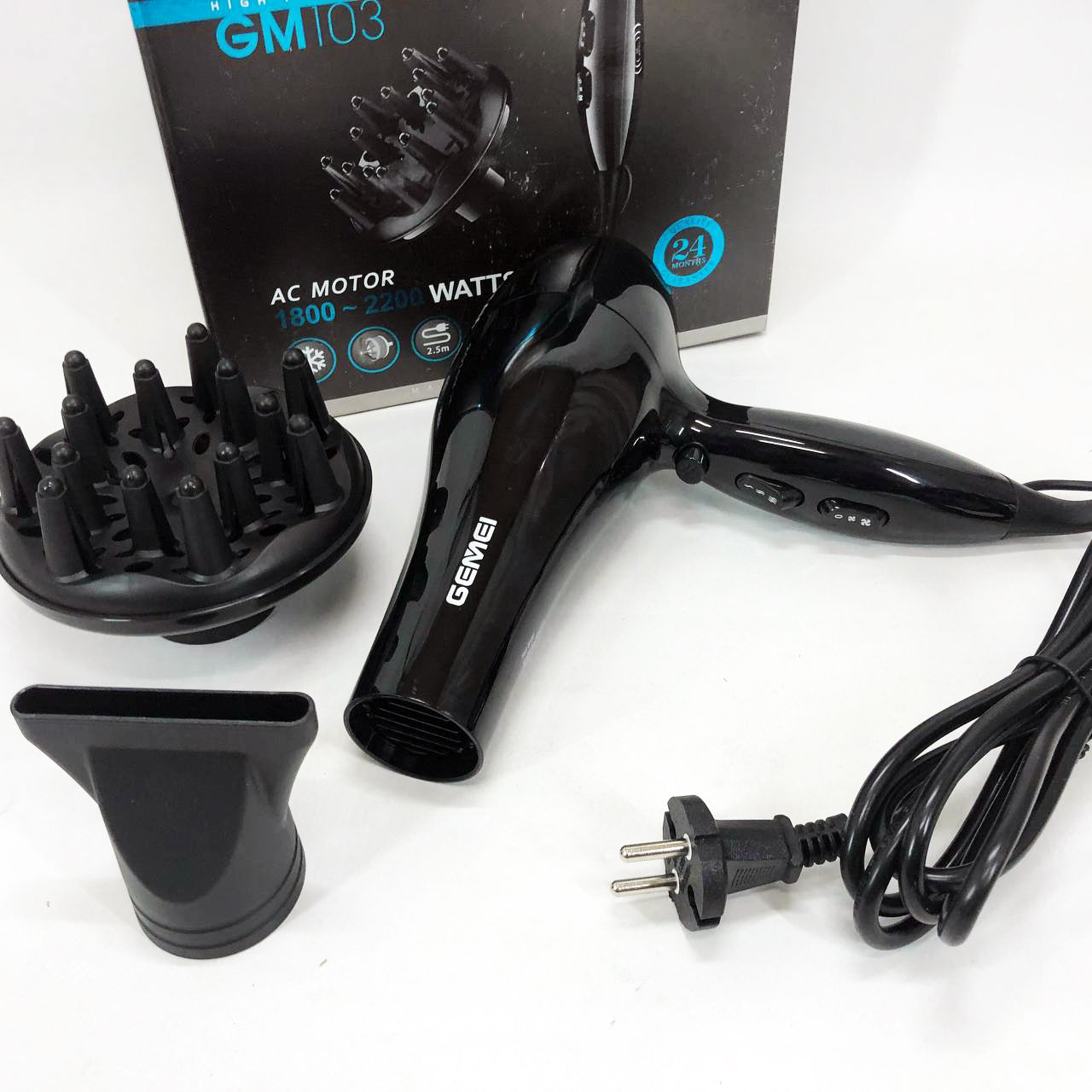 Професійний фен Gemei GM-103 2200Вт для сушіння укладання волосся режими швидкості, температури, сенсор