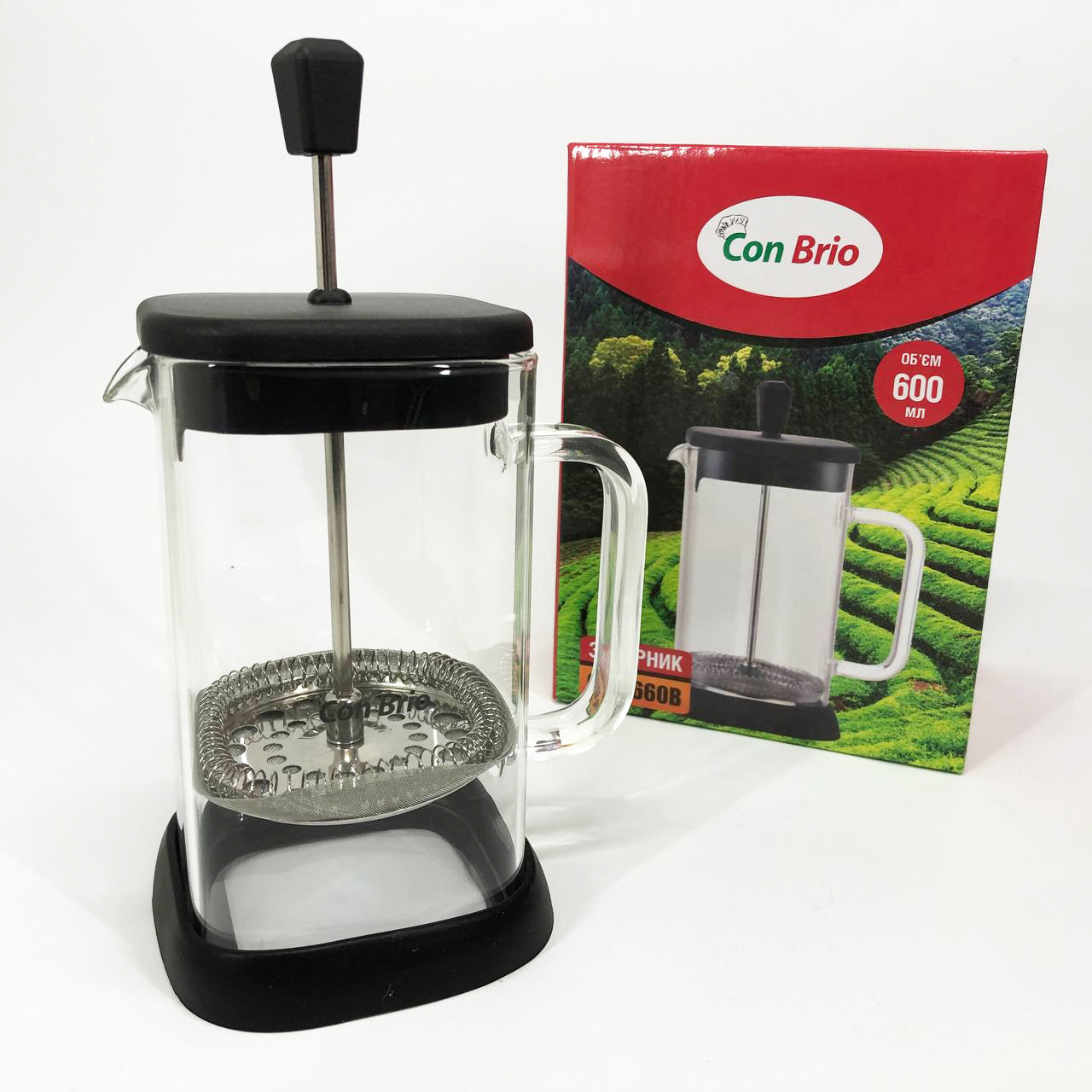 Френч-пресс Con Brio 600 мл CB-6660B, Френч-пресс для крепкого кофе, Многоразовый френч-пресс