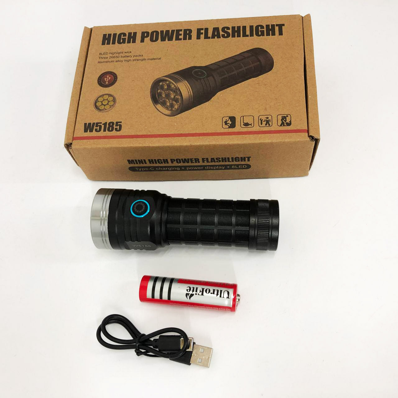 Фонарик компактный PLD W5185-8XHP360, Высококачественный фонарик, Долговечный светодиодный фонарь