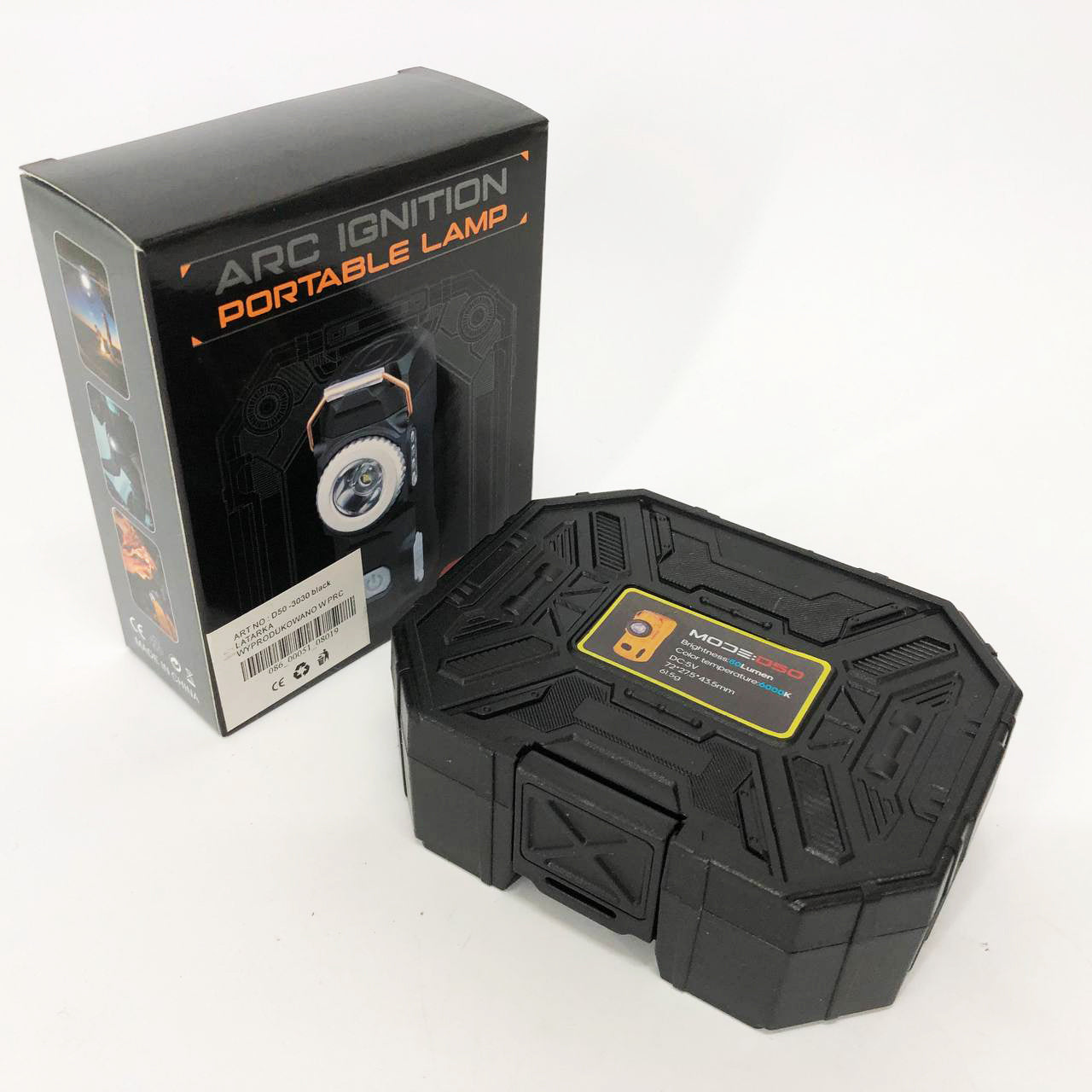 Багатофункціональний армійський ліхтар D50-SMD - індикація заряду, запальничка. Колір: чорний