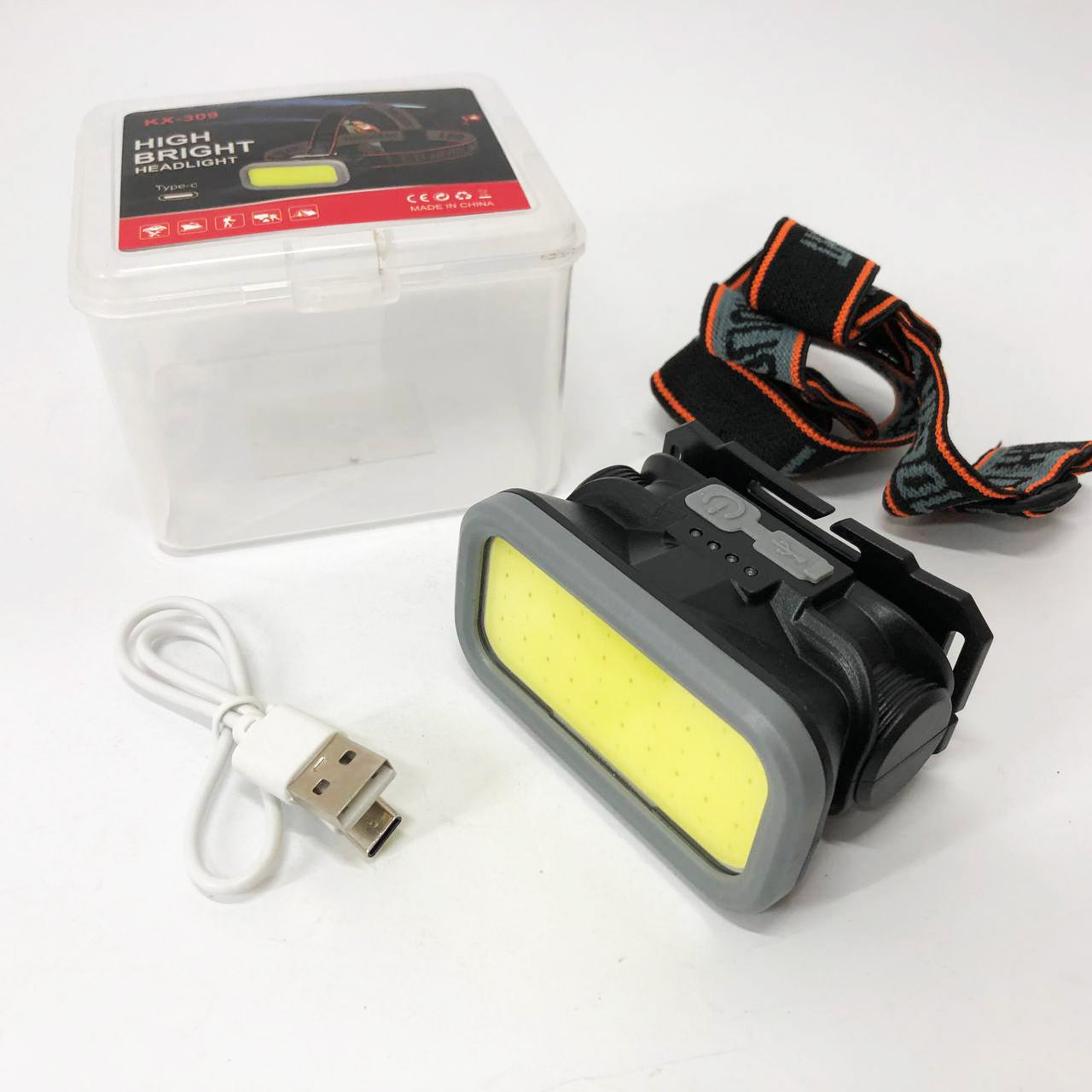 Фонарь налобный YM-309-COB(white+red), Фонарь с разными режимами работы, Сверхмощный налобный фонарь