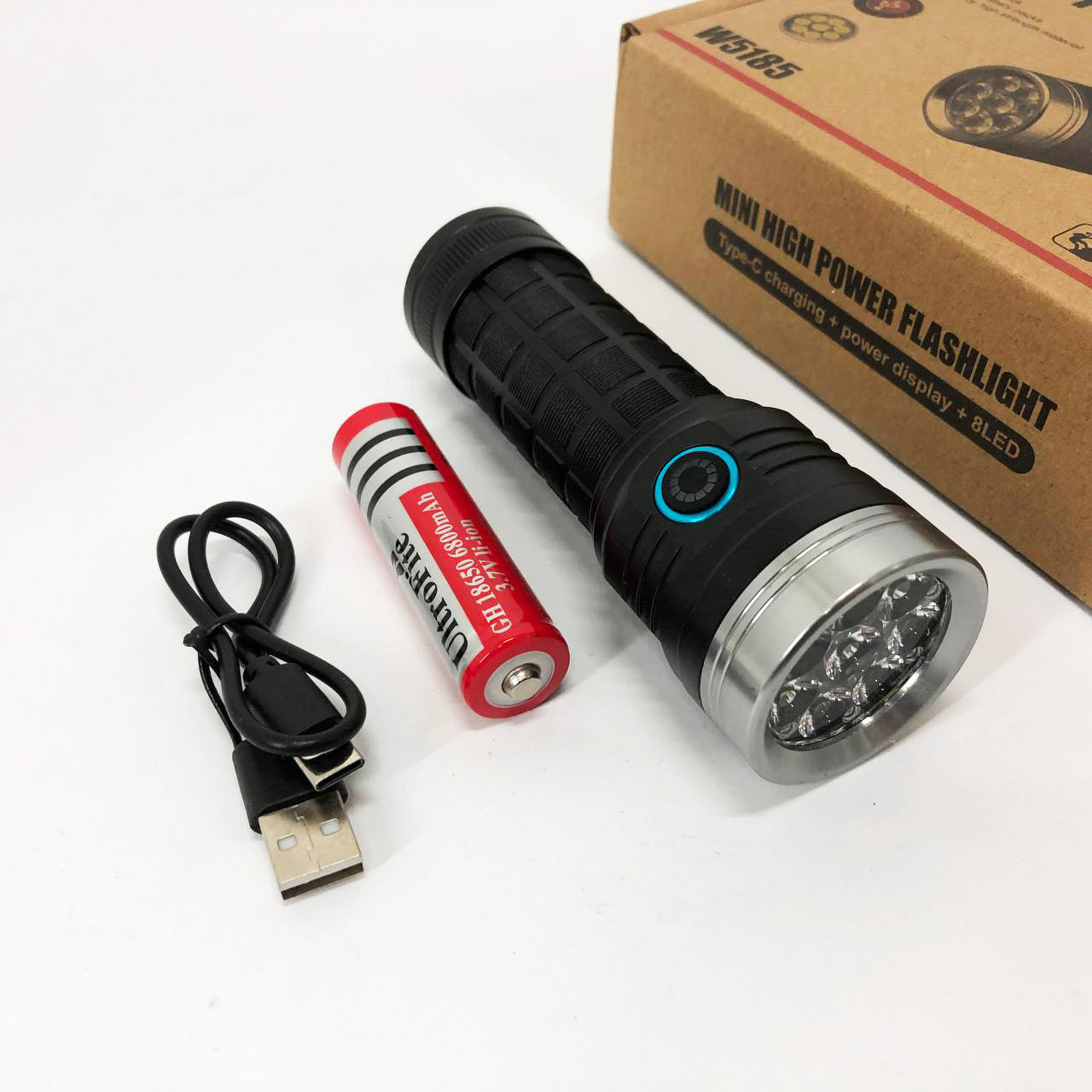 Фонарик компактный PLD W5185-8XHP360, Высококачественный фонарик, Долговечный светодиодный фонарь