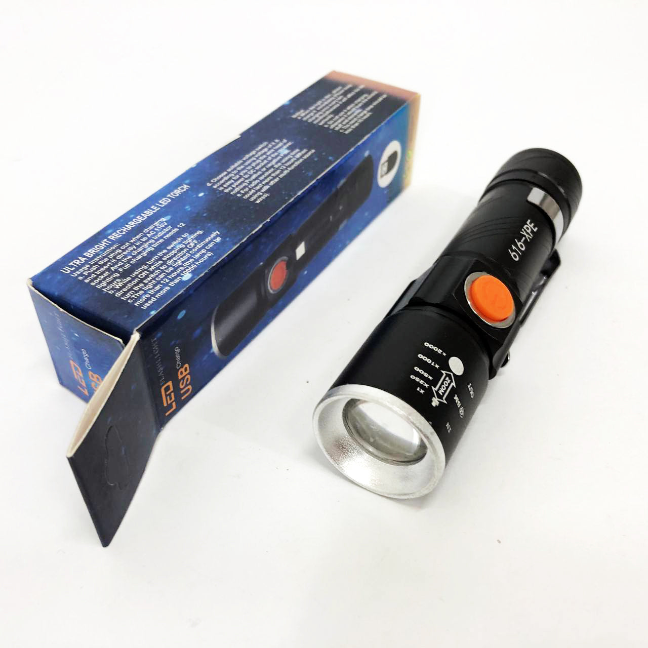 Карманный фонарик Police 616-XPE, Портативный светодиодный фонарь с зарядкой, Алюминеевый фонарь