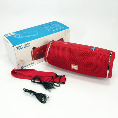 Портативная колонка TG642 с RGB подсветкой и ремешком, портативная блютус колонка. Цвет: красный