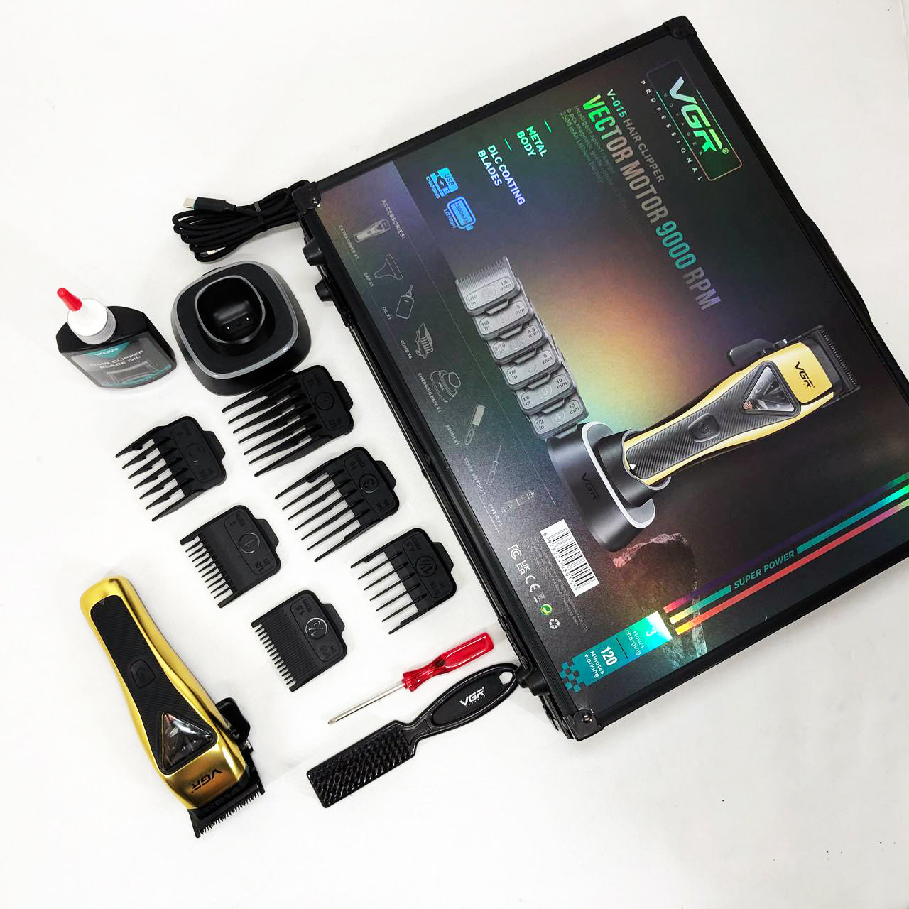 Машинка для стрижки VGR V-015 аккумуляторная беспроводная профессиональная 6 насадок