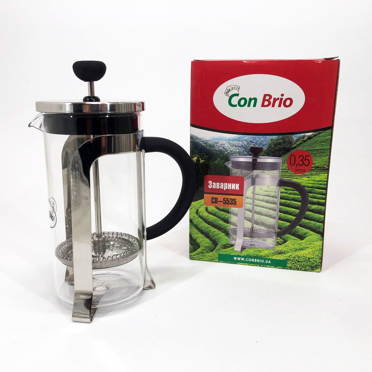 Заварник 350 мл стекло + нержавеющая сталь Con Brio CB-5535, Чайник для заваривания трав красивый