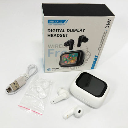 Наушники беспроводные LX-10 TWS Earbuds с LED дисплеем, Блютуз гарнитуры, Вакуумные наушники. Цвет: белый